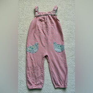 Baby Boden Red and White Striped Romper